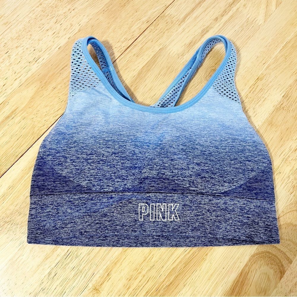 Pink by VICTORIA'S SECRET Seamless Lightly Lined Blue Sports Bra Women's Size S